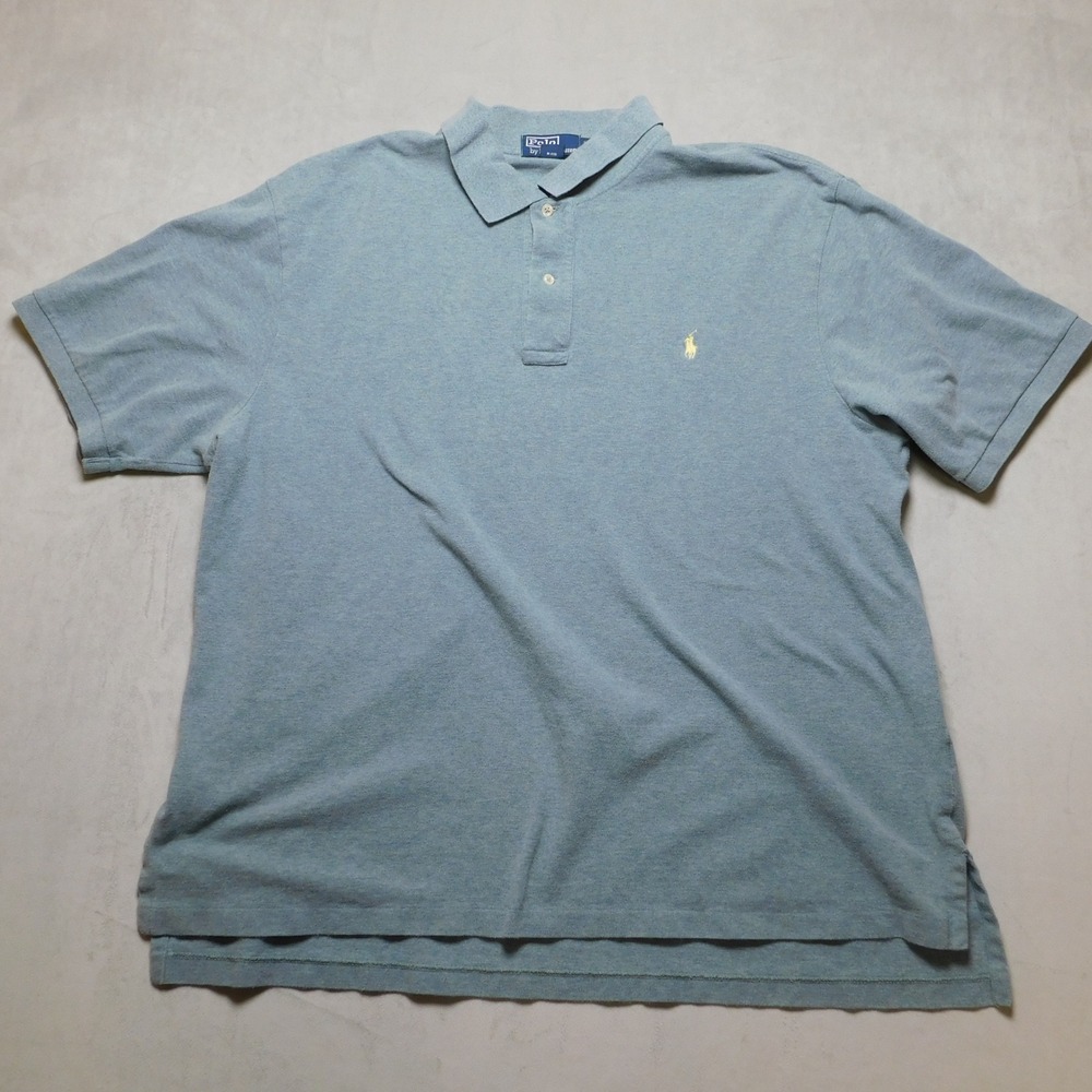 Polo Ralph Lauren Mens Blue Heather Pique Short Sleeve Polo Shirt‎ Pony Logo 2XB